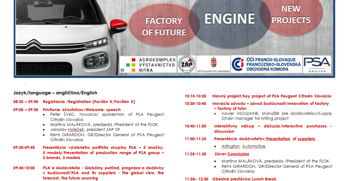 Forum des fournisseurs / Fórum dodávateľov PSA, Autosalón Nitra CCI